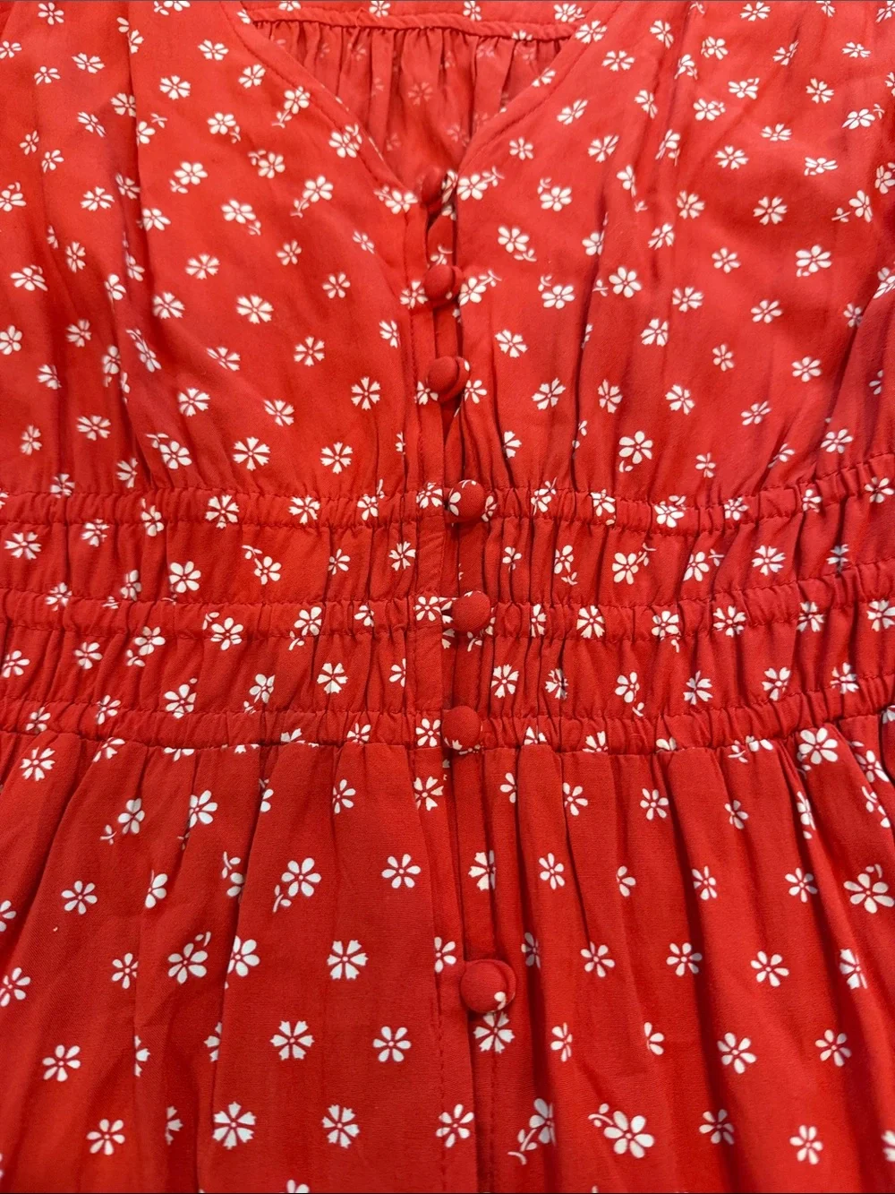 MADEWELL Puff Sleeve Buttonfront Retro Mini Dress In Bandana Red Medium - C1-100